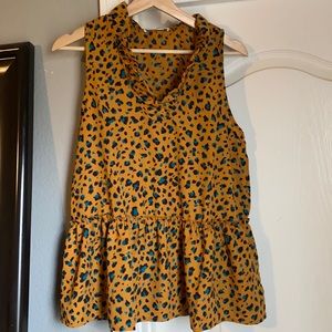 Mustard Leopard Top